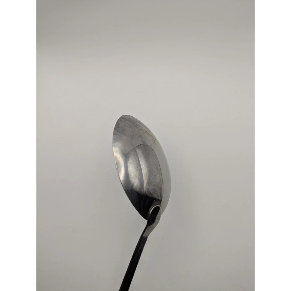 Vintage EKCO Serving Spoon Stainless Steel White‎ Black Plastic Handle Utility